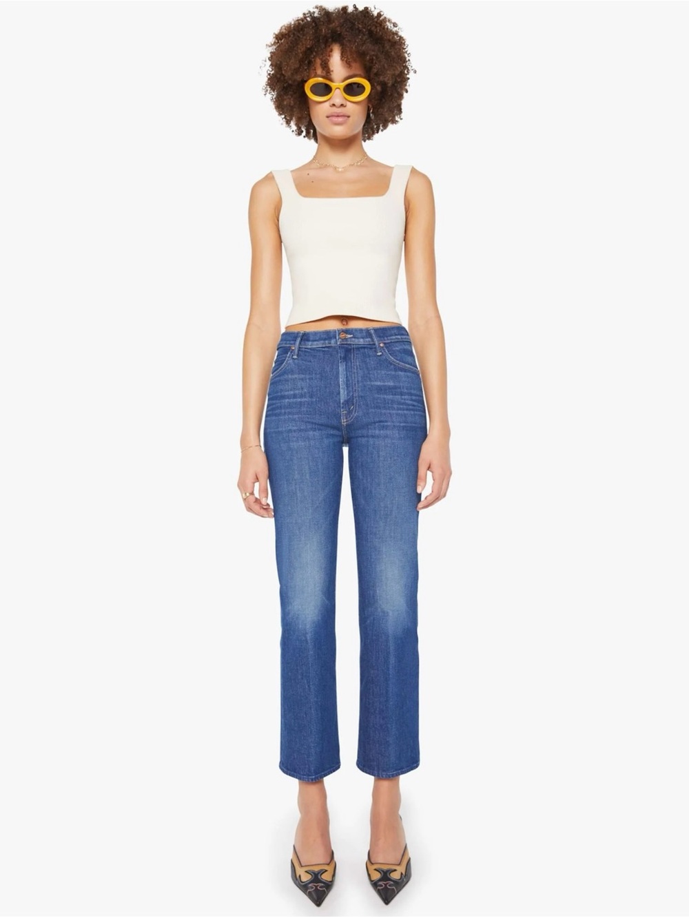 MOTHER The Kick It Flood Straight Leg High Rise Jeans in Do Not Disturb Sz 26